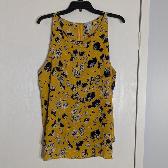PARAPHRASE Mustard Yellow Tiered Chiffon Tank Top; Size XL - Picture 1 of 6
